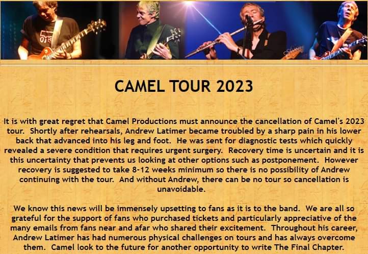 Cancelada 50 Years Strong, la gira de Camel en 2023